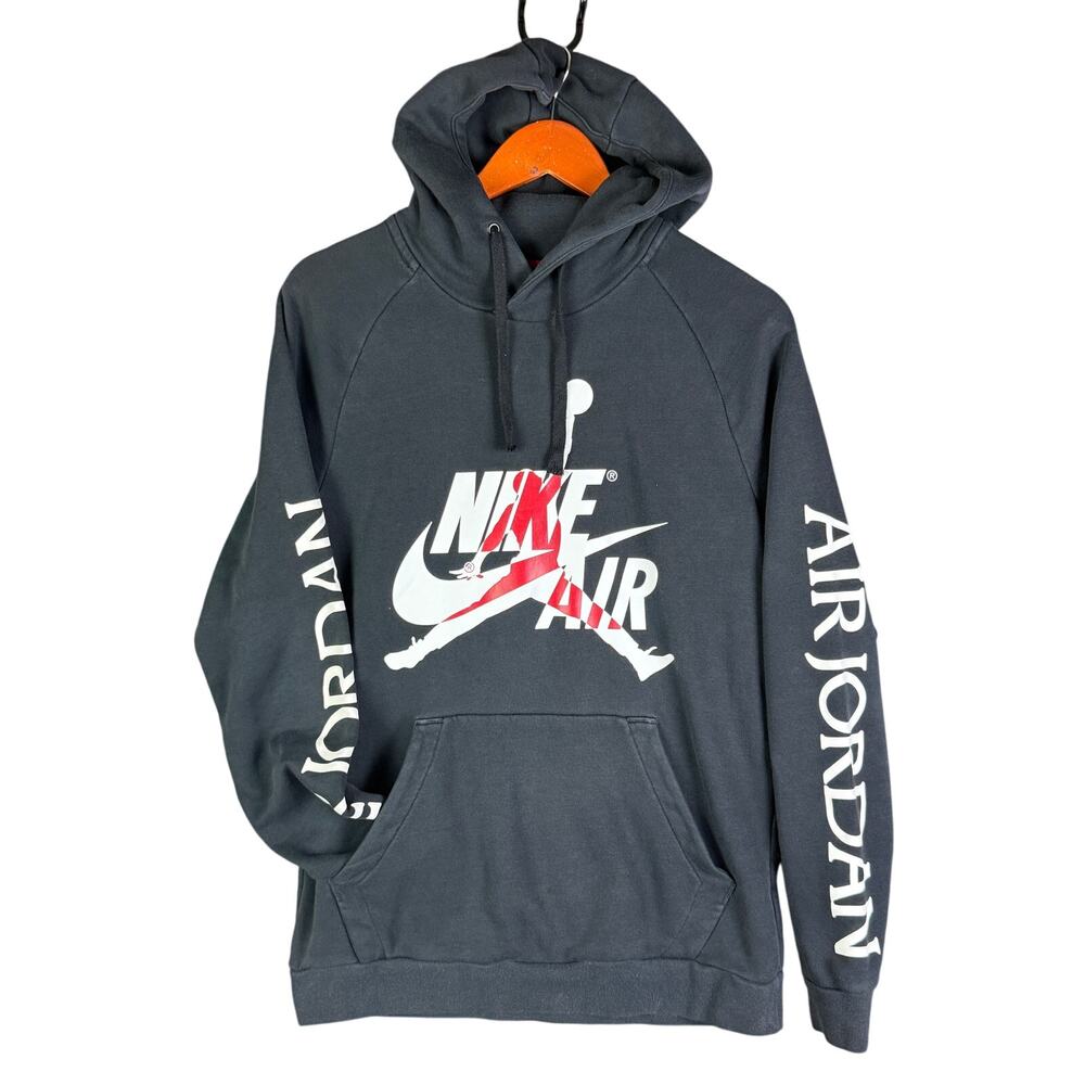 Nike Air Jordan Jumpman NSW Logo Spellout Hoodie Black White Red Bred Men‎ Small
